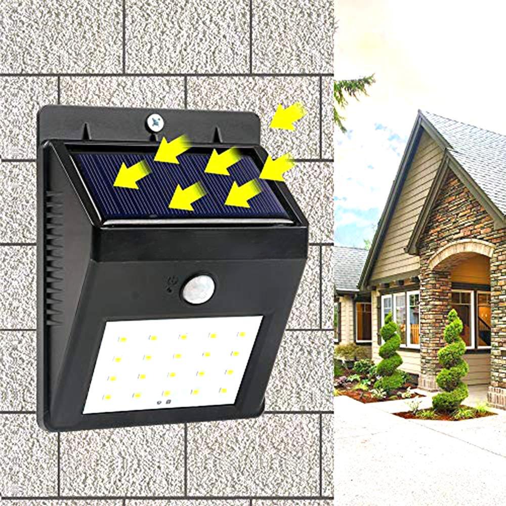 Solar Security Led Night Light For Home Outdoorgarden Wall (Black) (20-led Lights)