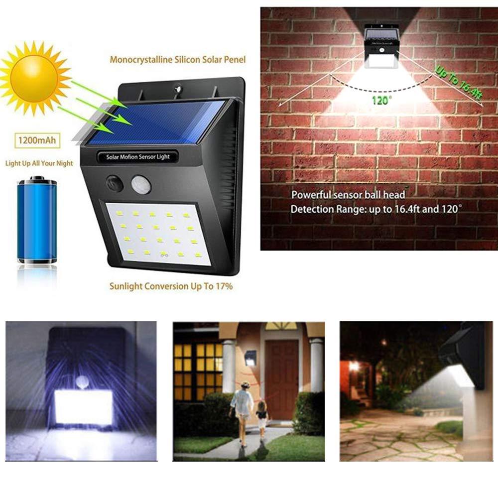 Solar Security Led Night Light For Home Outdoorgarden Wall (Black) (20-led Lights)