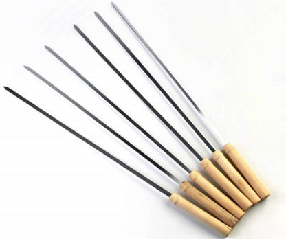 Barbecue Skewers For Bbq Tandoor And Gril With Wooden Handle - Pack Of 12