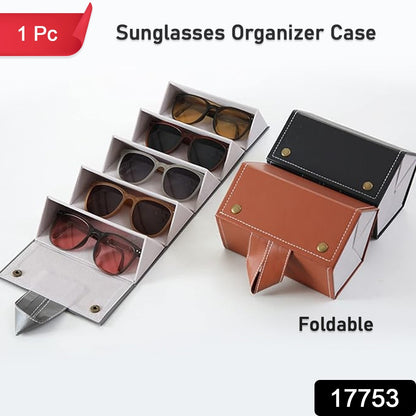 Sunglasses Organizer Box - Foldable Travel Glasses Case Storage (5 slots - 1 Pc)