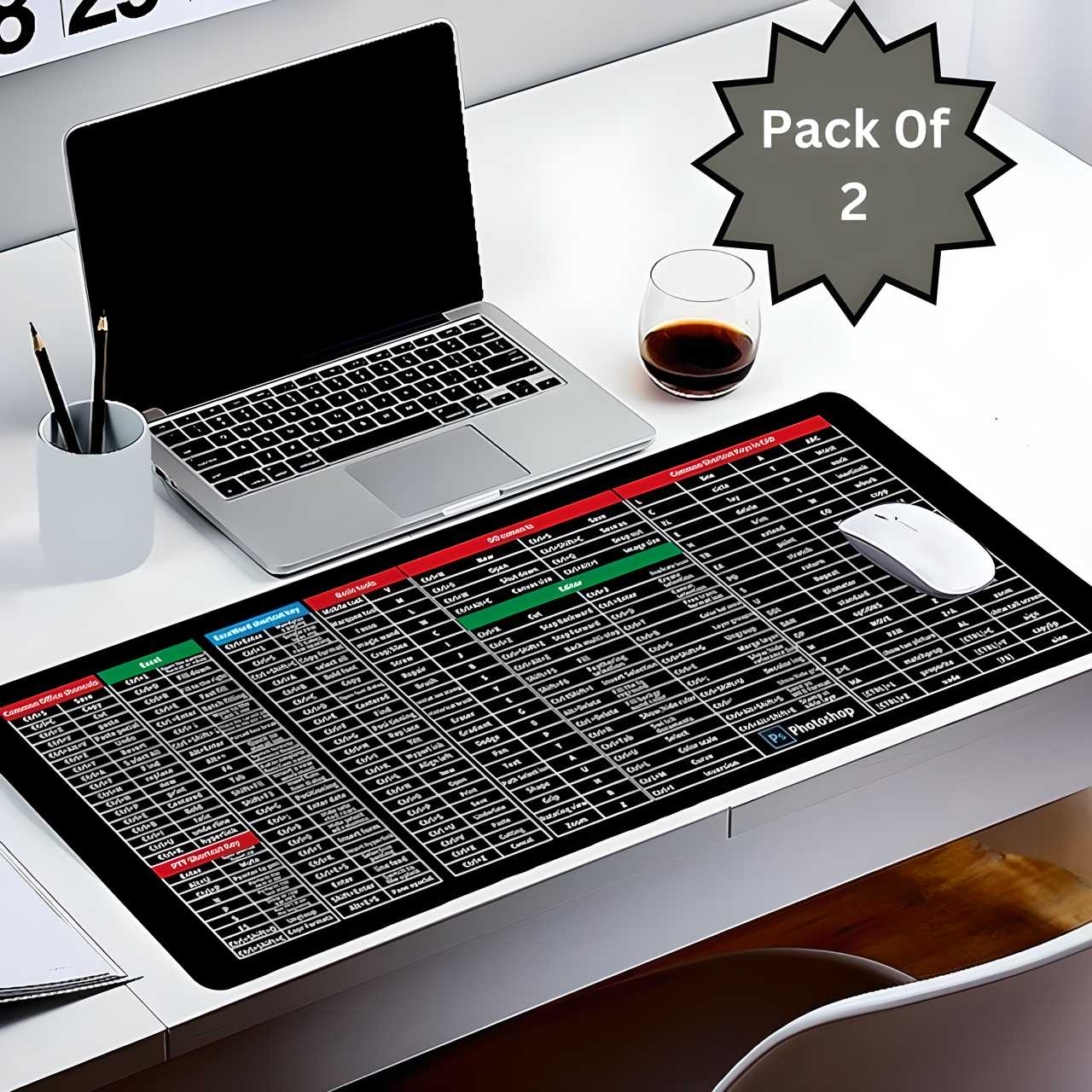 Non-Slippery Keyboard Laptop Gaming Mouse XXL Pad, with Keyboard shortcut keys (Pack of 1/2/3)