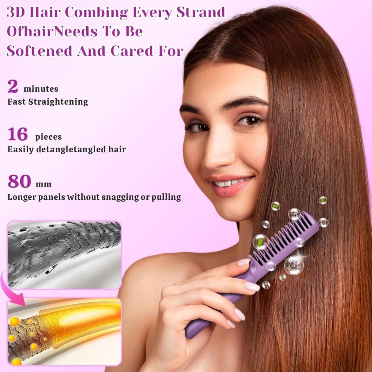 Portable Mini Hair Straightener Cordless Rechargeable Mini Adjustable Hair Straightener Hot Comb