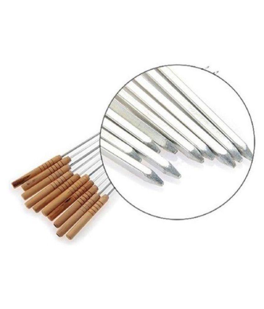 Barbecue Skewers For Bbq Tandoor And Gril With Wooden Handle - Pack Of 12