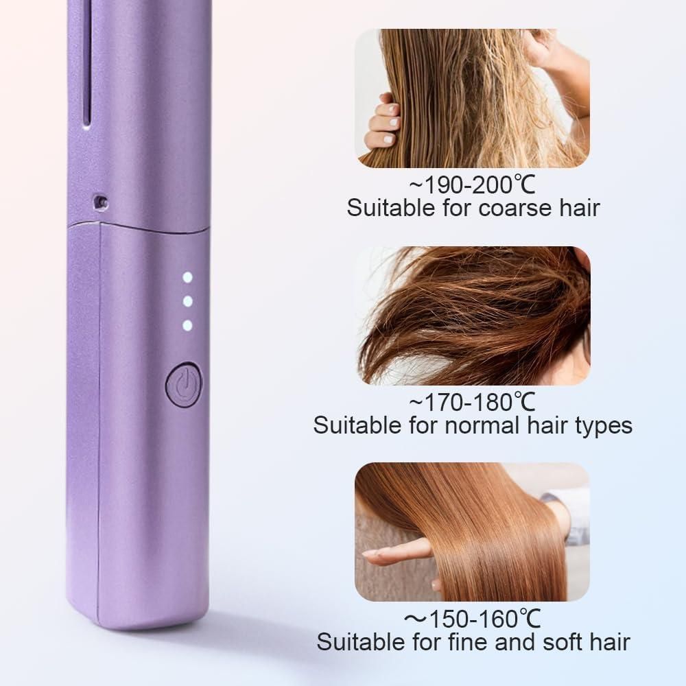 Portable Mini Hair Straightener Cordless Rechargeable Mini Adjustable Hair Straightener Hot Comb