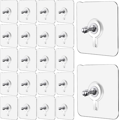 Wall Hooks - No-Drilling Waterproof Heavy-Duty Adhesive Screws for Kitchen, Bathroom,Bedroom, Living Room 20 Pcs