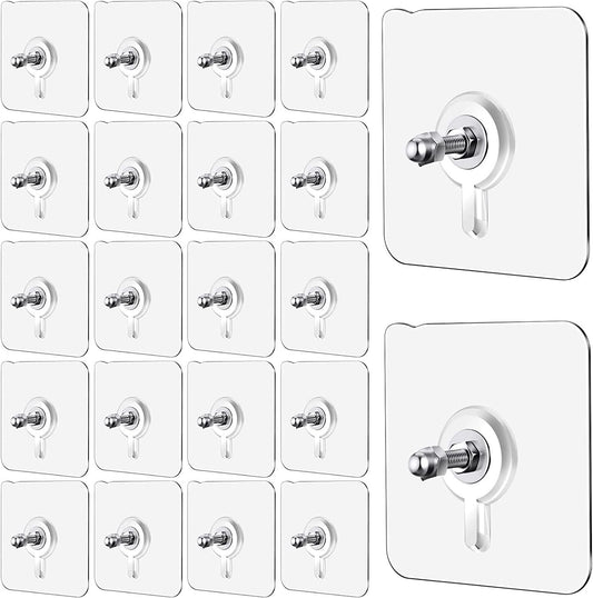 Wall Hooks - No-Drilling Waterproof Heavy-Duty Adhesive Screws for Kitchen, Bathroom,Bedroom, Living Room 20 Pcs