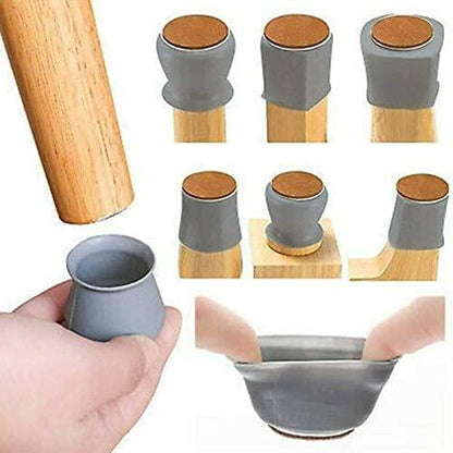 Silicone Chair Leg Protectors with Felt for Hardwood Floors (6PCS), Protecting Floors from Scratches and Noise