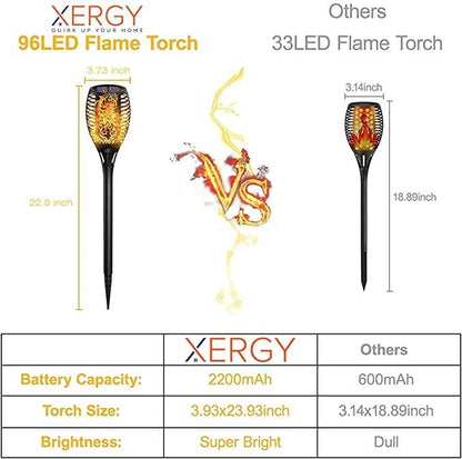 XERGY Solar Lights Outdoor Waterproof Dancing Fire Mashaal Flame Torch for Garden Balcony Driveway's ( Pack of 1)