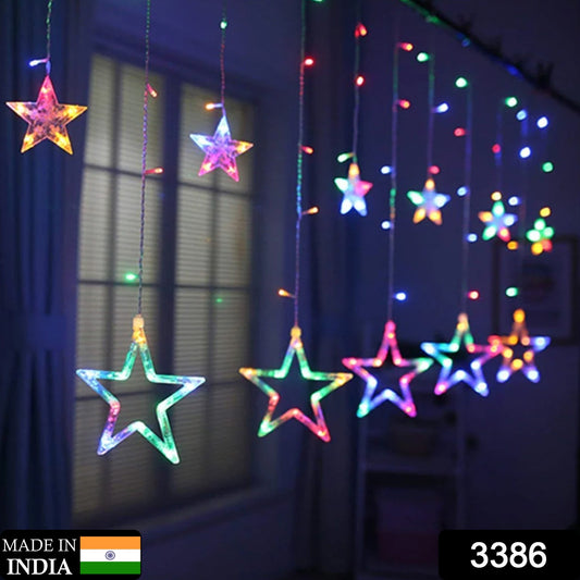 12 Stars Led Curtain String Lights With 8 Flashing Modes For Home Decoration (Multicolor)