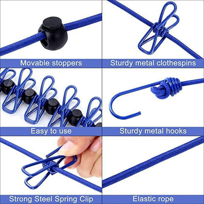 Ravel Clothesline, Portable, Retractable String and Adjustable  for Home and Camping (Pack of 2)