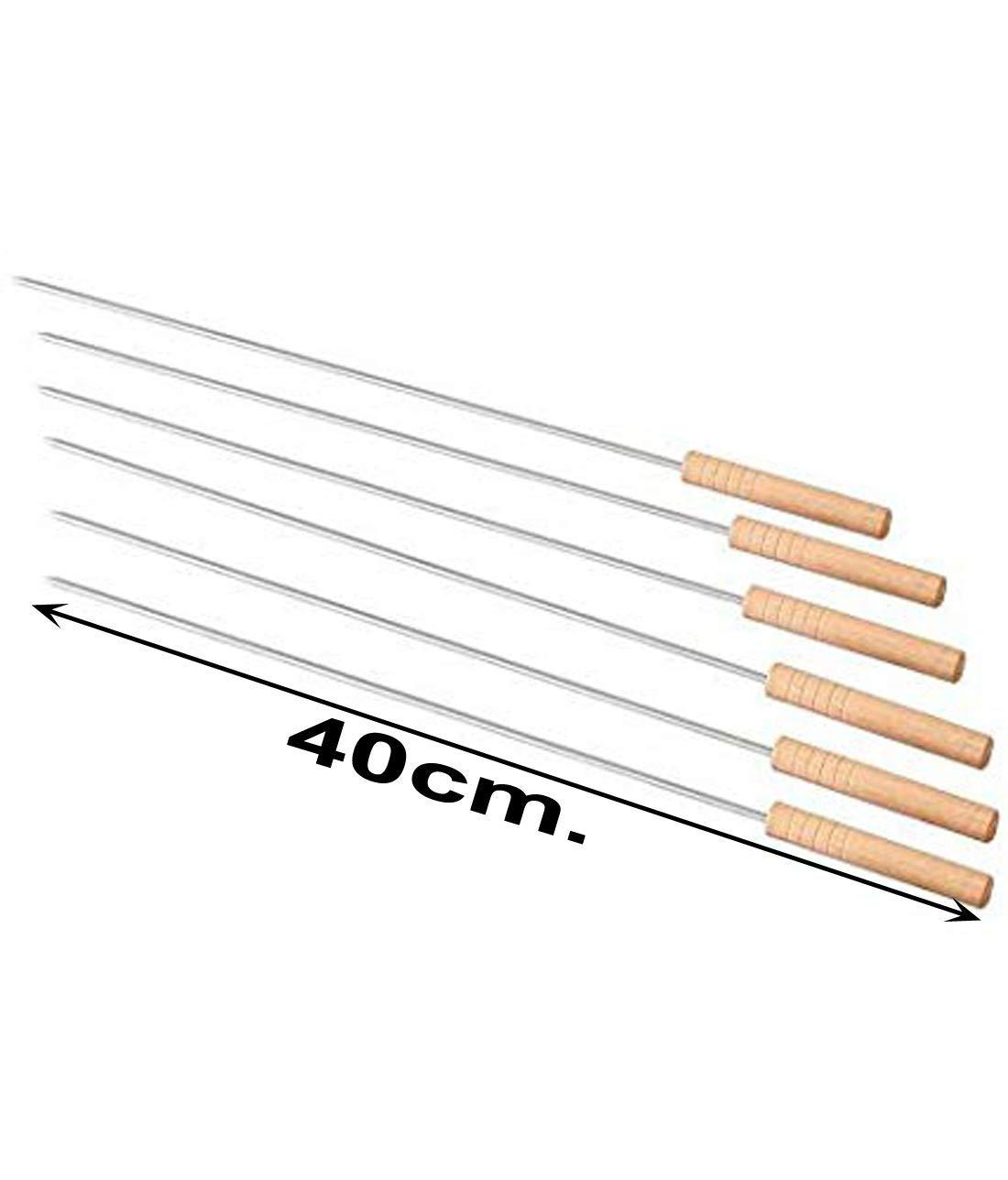 Barbecue Skewers For Bbq Tandoor And Gril With Wooden Handle - Pack Of 12