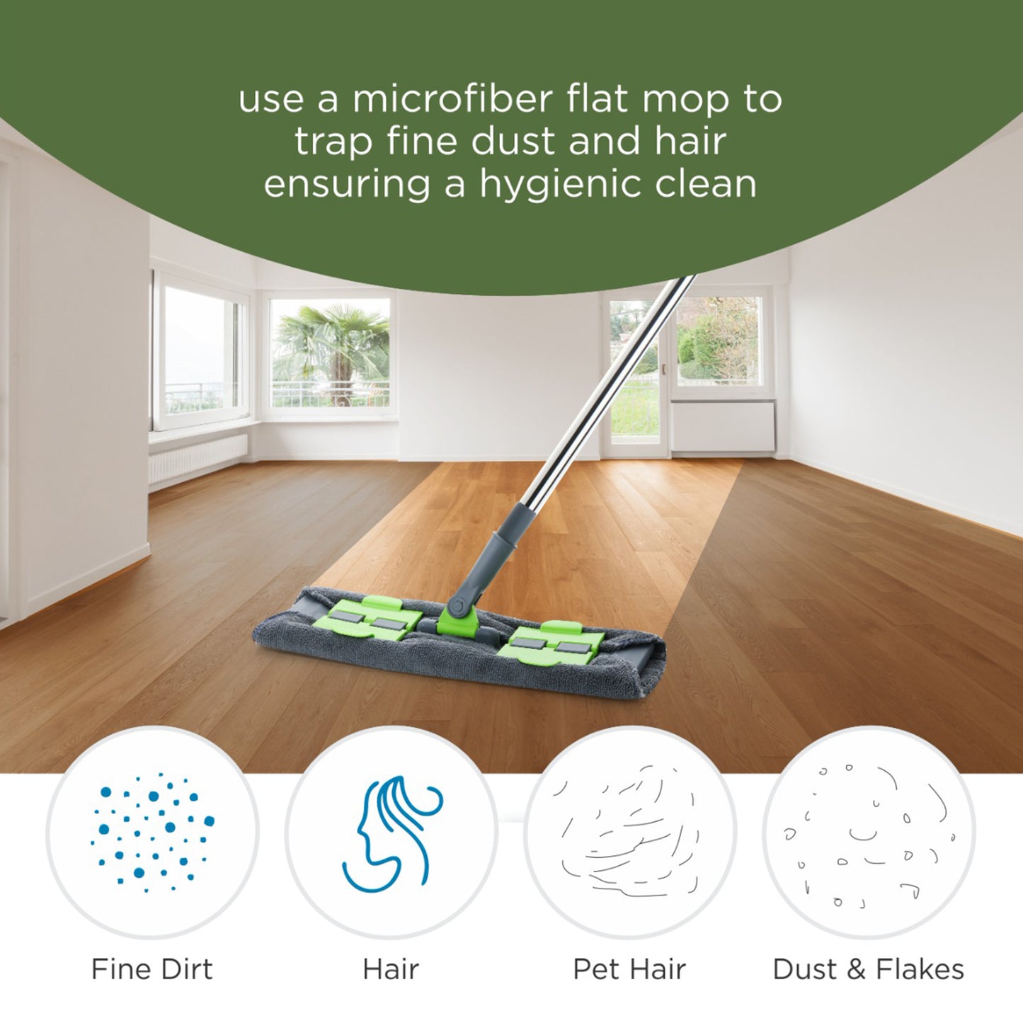 Multipurpose Wet And Dry Cleaning Microfiber Flat Mop Floor Cleaning Mop With  360 Degree Rotating Head And Telescopic Handle Steel Rod Long Handle Dry Mops Standard (1 Piece Multi-colour)