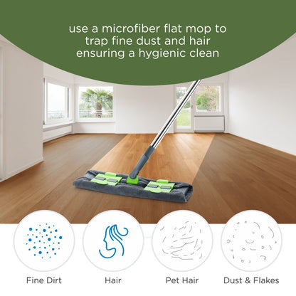 Multipurpose Wet And Dry Cleaning Microfiber Flat Mop Floor Cleaning Mop With  360 Degree Rotating Head And Telescopic Handle Steel Rod Long Handle Dry Mops Standard (1 Piece Multi-colour)