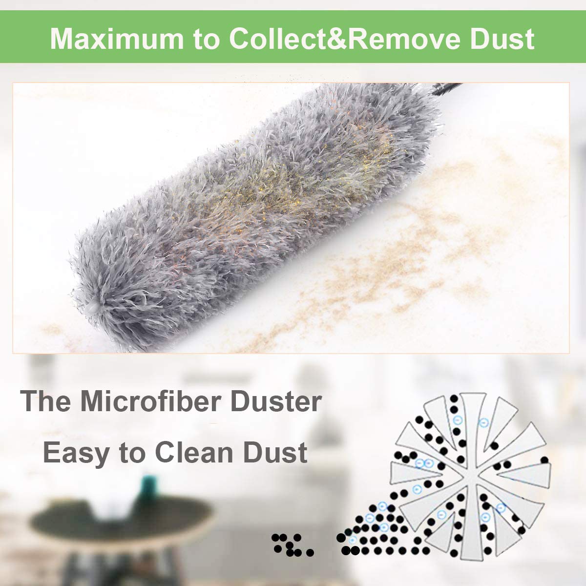 Microfiber Duster For Cleaning Telescoping Feather Duster With 100 Inches Extendable Handle Pole