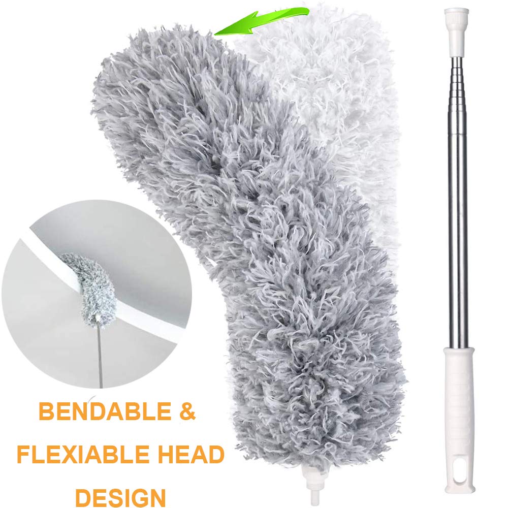 Microfiber Duster For Cleaning Telescoping Feather Duster With 100 Inches Extendable Handle Pole