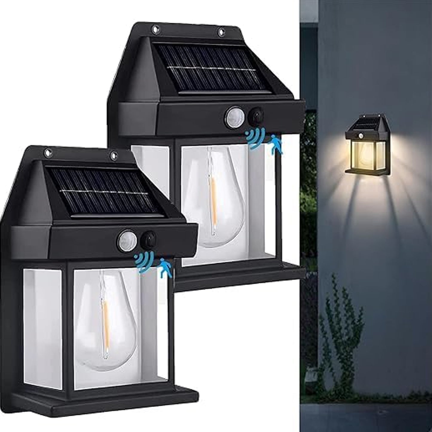 Solar Wall Lights  Lamp/Lantern With 3 Modes  Exterior Lighting With Clear Panel (1 Pc )