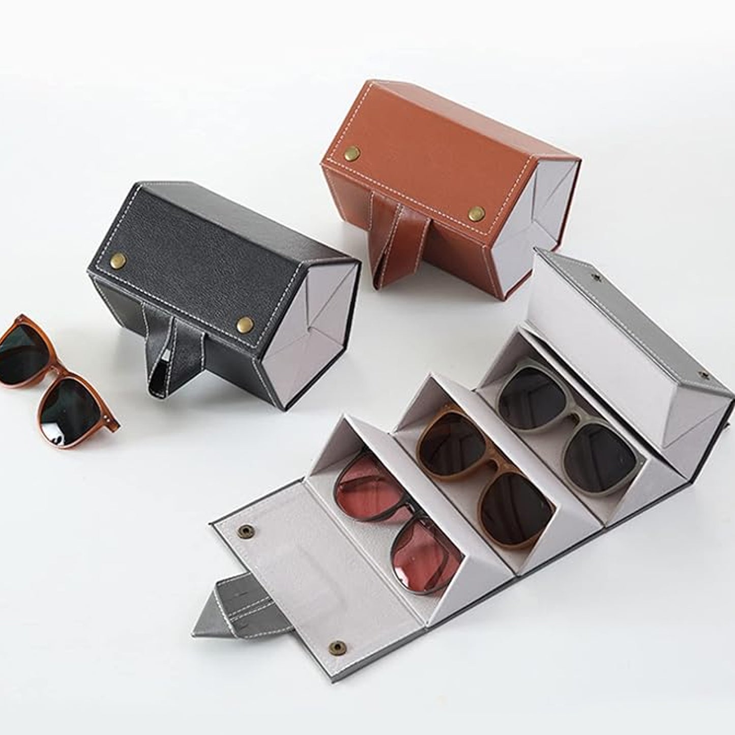 Sunglasses Organizer Box - Foldable Travel Glasses Case Storage (5 slots - 1 Pc)