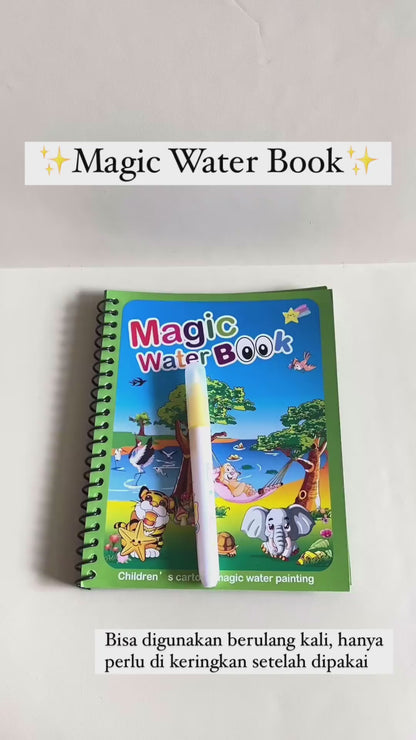 Reusable Magic Water Quick Dry Book Water Coloring Book Doodle with Magic Pen Painting Board for Children Education Drawing Pad (Multi Color, 4 Books)