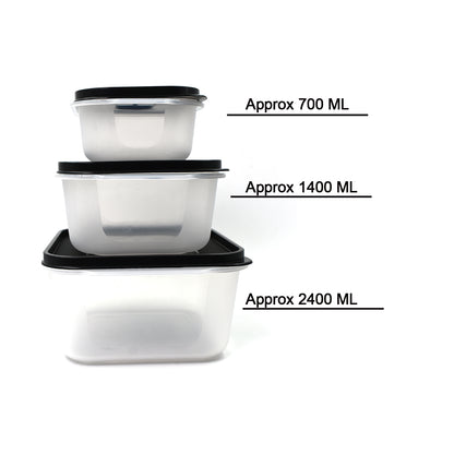 Square Shape Food Grocery Storage Container (3 Pcs)